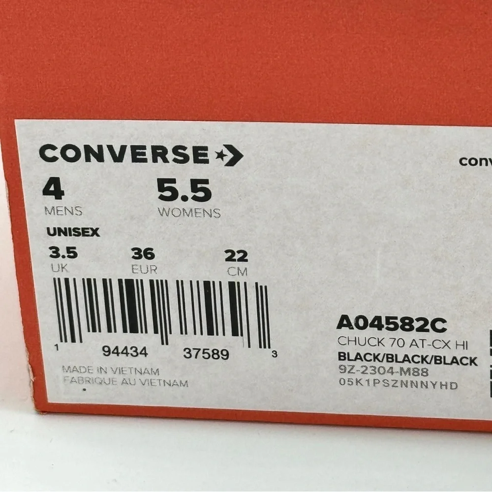 NWT Converse Chuck 70 At-CX Hi All Black Platform High Tops Triple Black Unisex